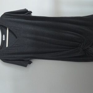 Gray V-Neck Knot Front Dress